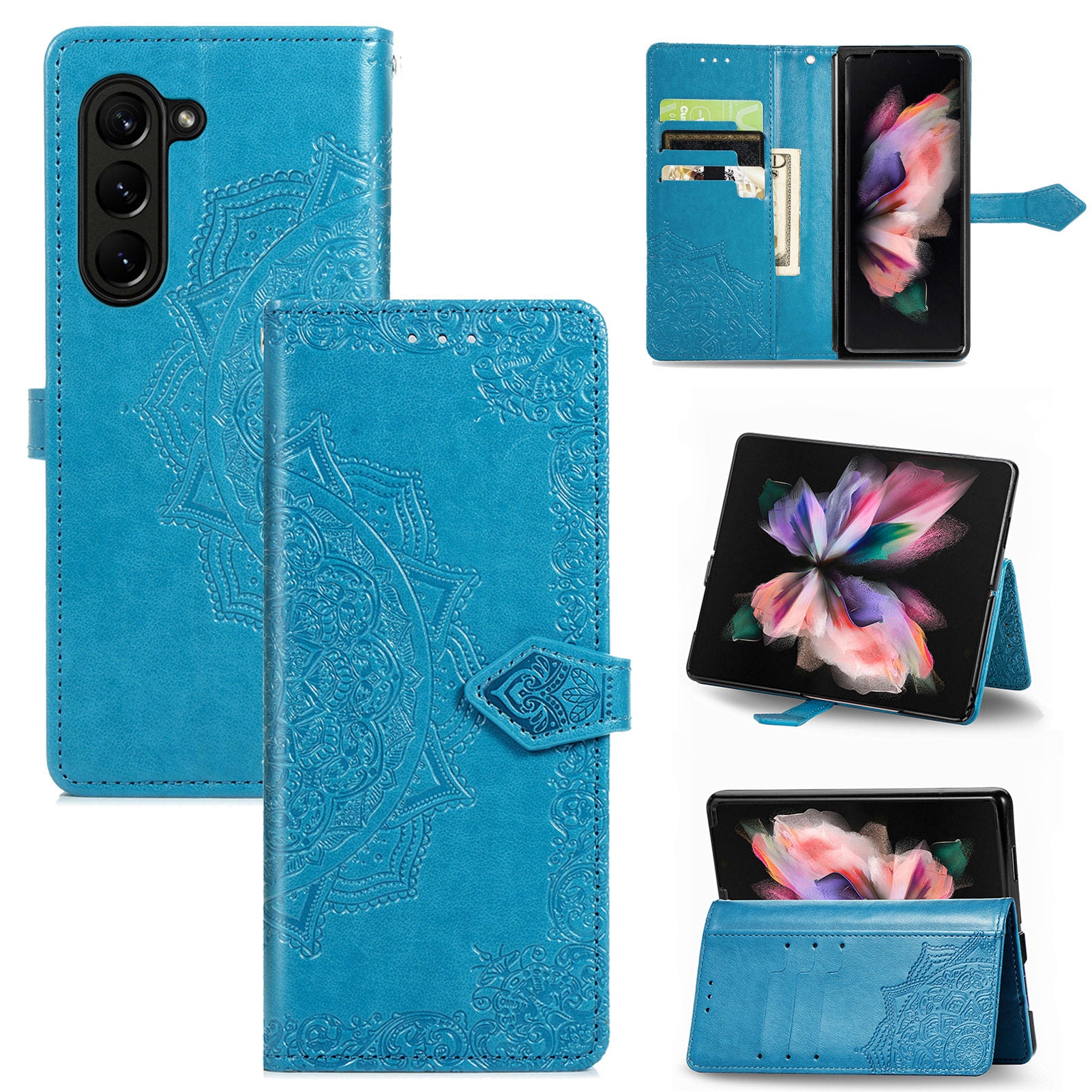 For Samsung Galaxy Z Fold5 5G Anti-Scratch Phone Cover Mandala Pattern Embossed PU Leather Wallet Case For Samsung Galaxy Z Fold5 5G Anti-Scratch Phone Cover Mandala Pattern Embossed PU Leather Wallet Case